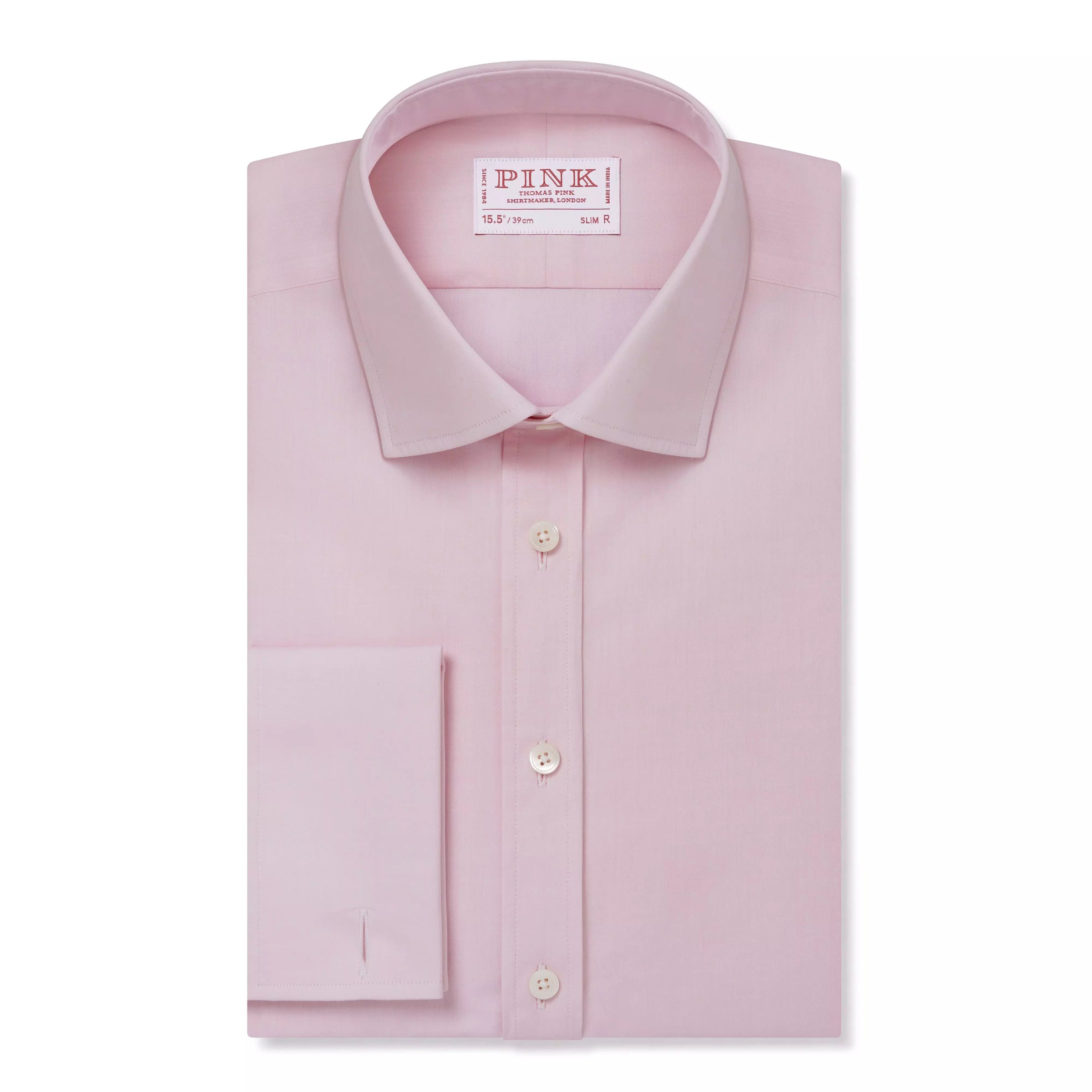 Pale Pink Slim Fit Essential Double Cuff Poplin Formal Shirt - Regular / 15.5 Pale Pink Slim Fit Essential Double Cuff Poplin Formal Shirt - Regular / 15.5