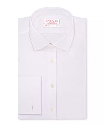 White Slim Fit French Cuff Poplin Dress Shirt