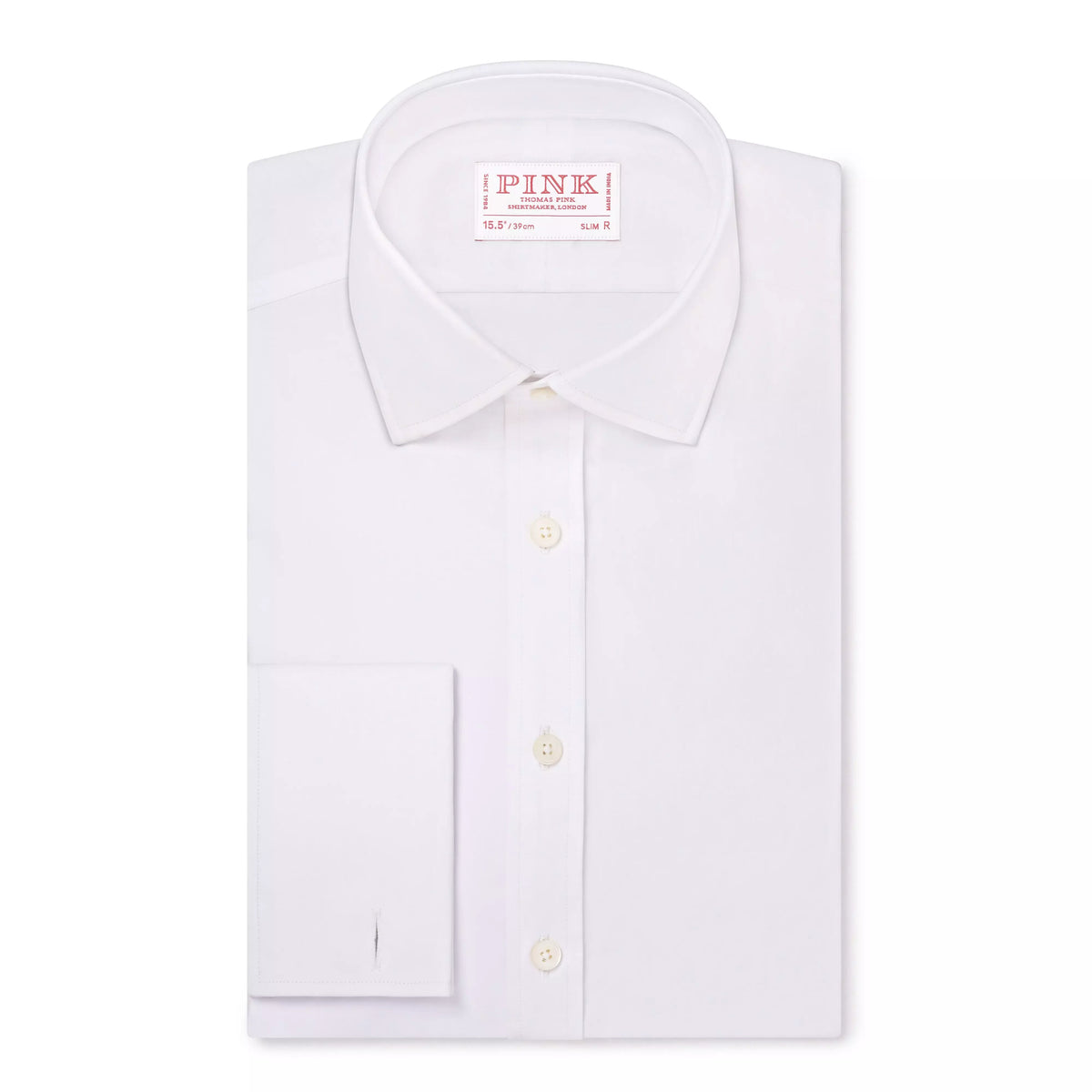 White Slim Fit French Cuff Poplin Dress Shirt