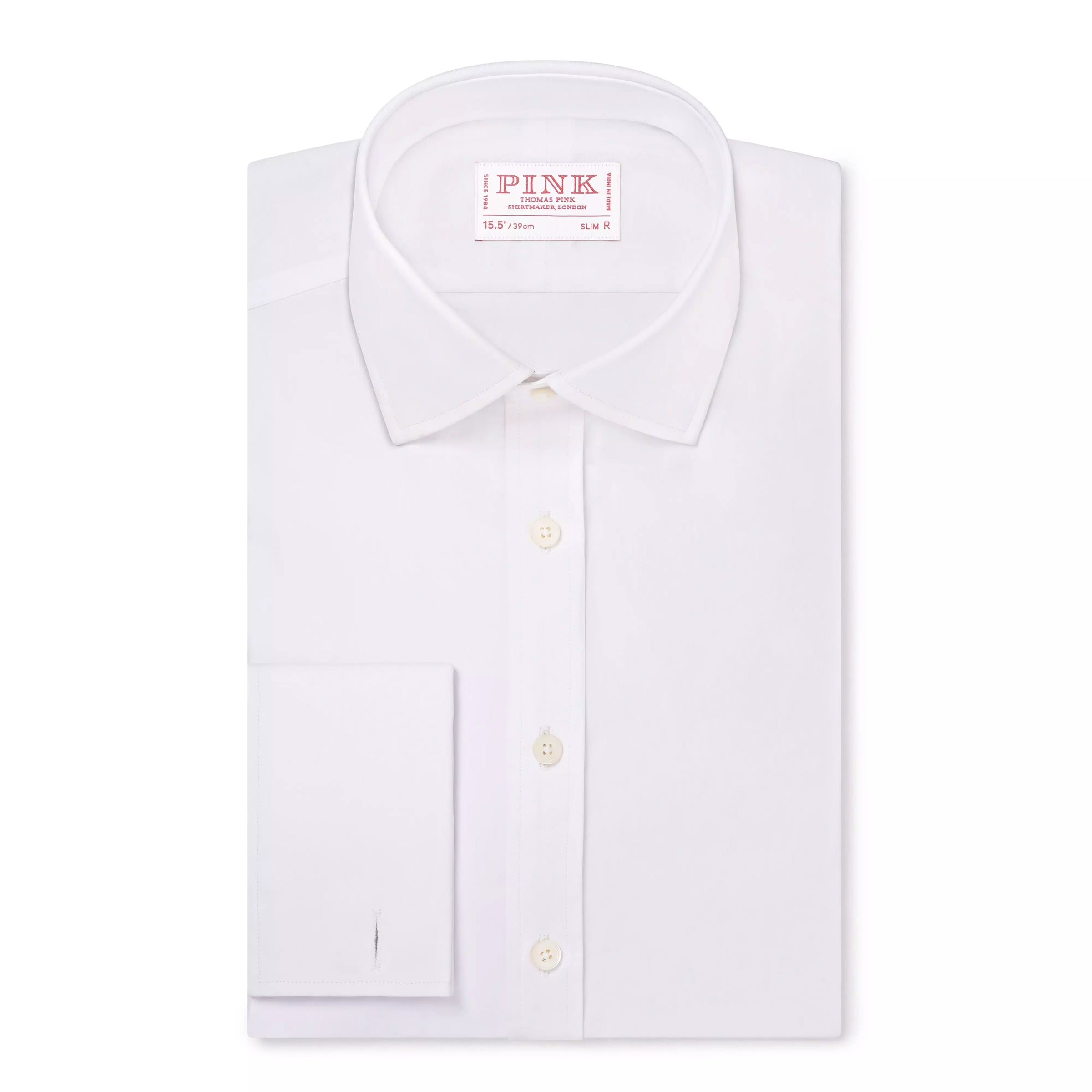 White Slim Fit French Cuff Poplin Dress Shirt