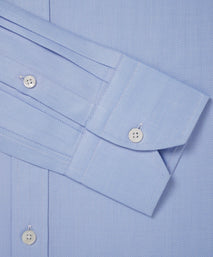 Pale Blue Tailored Fit Twill Herringbone Dress Shirt