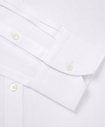 White Tailored Fit Twill Herringbone Dress Shirt