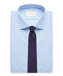 Pale Blue & White Tailored Fit Core Poplin Gingham Dress Shirt