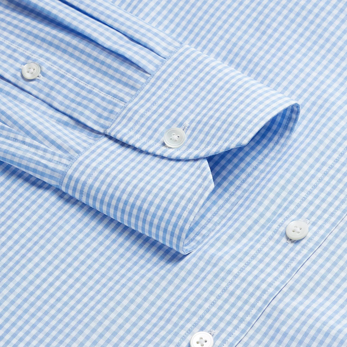 Pale Blue & White Tailored Fit Core Poplin Gingham Dress Shirt