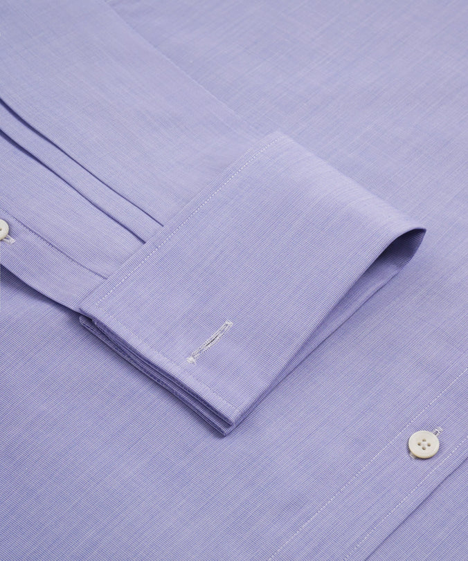 Blue Tailored Fit Double Cuff End on End Formal Shirt