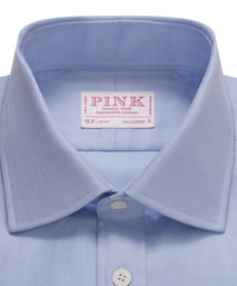 Pale Blue Tailored Fit French Cuff Twill Herringbone Dress Shirt