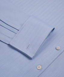 Pale Blue Tailored Fit French Cuff Twill Herringbone Dress Shirt