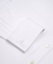 White Tailored Fit French Cuff Twill Herringbone Dress Shirt