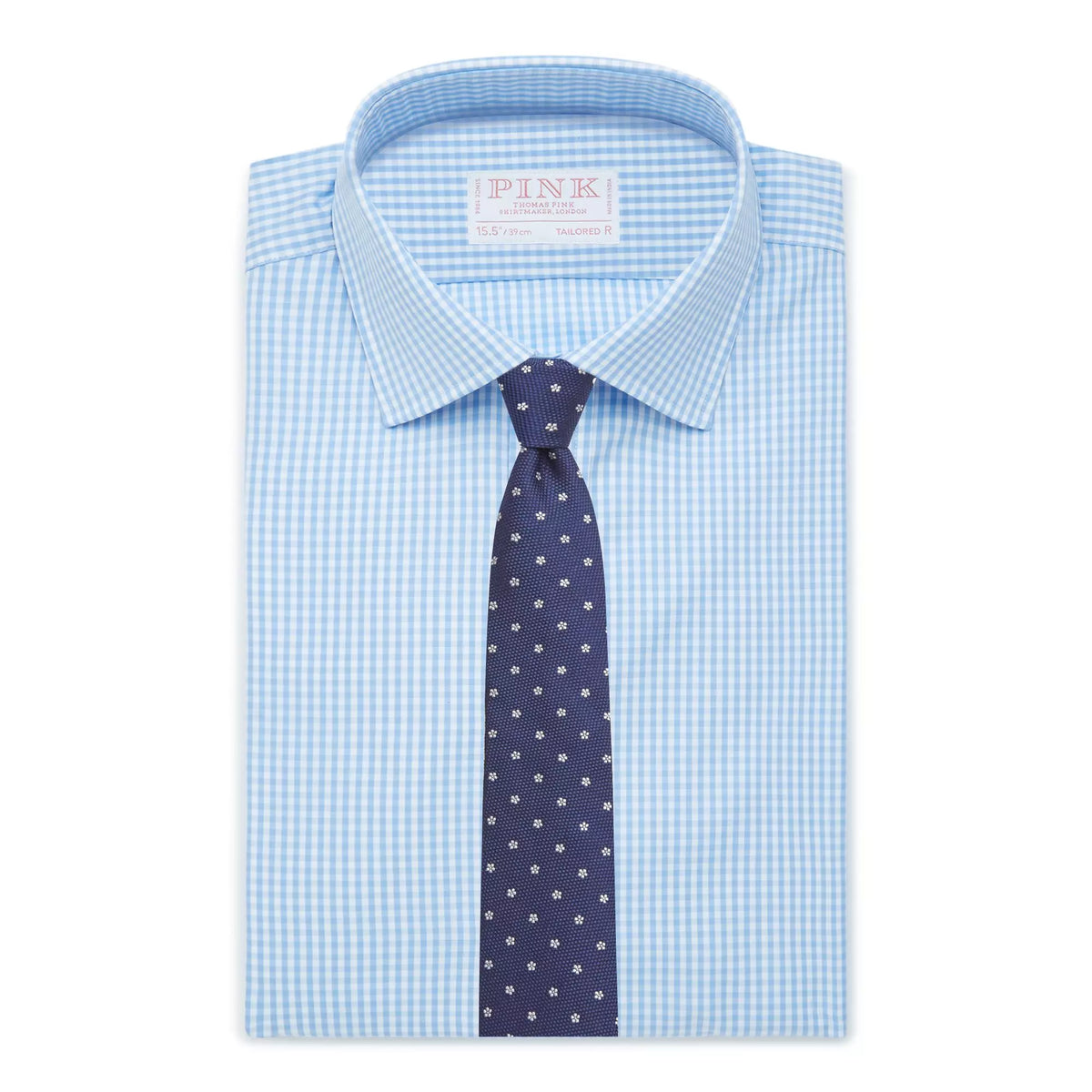 Pale Blue White Tailored Fit Double Cuff Core Poplin Gingham
