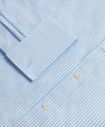 Pale Blue & White Tailored Fit French Cuff Poplin Bengal Stripe Dress Shirt