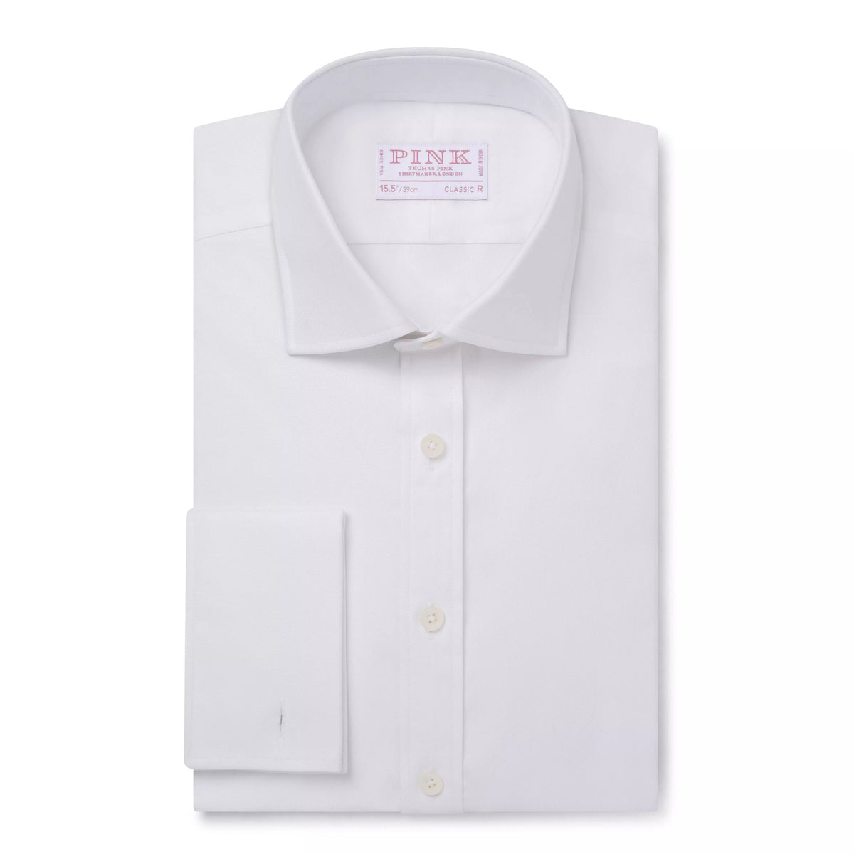 White Classic Fit French Cuff Royal Oxford Dress Shirt