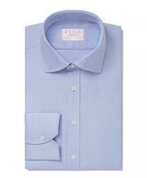 Pale Blue Classic Fit Twill Herringbone Dress Shirt