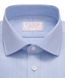 Pale Blue Classic Fit Twill Herringbone Dress Shirt