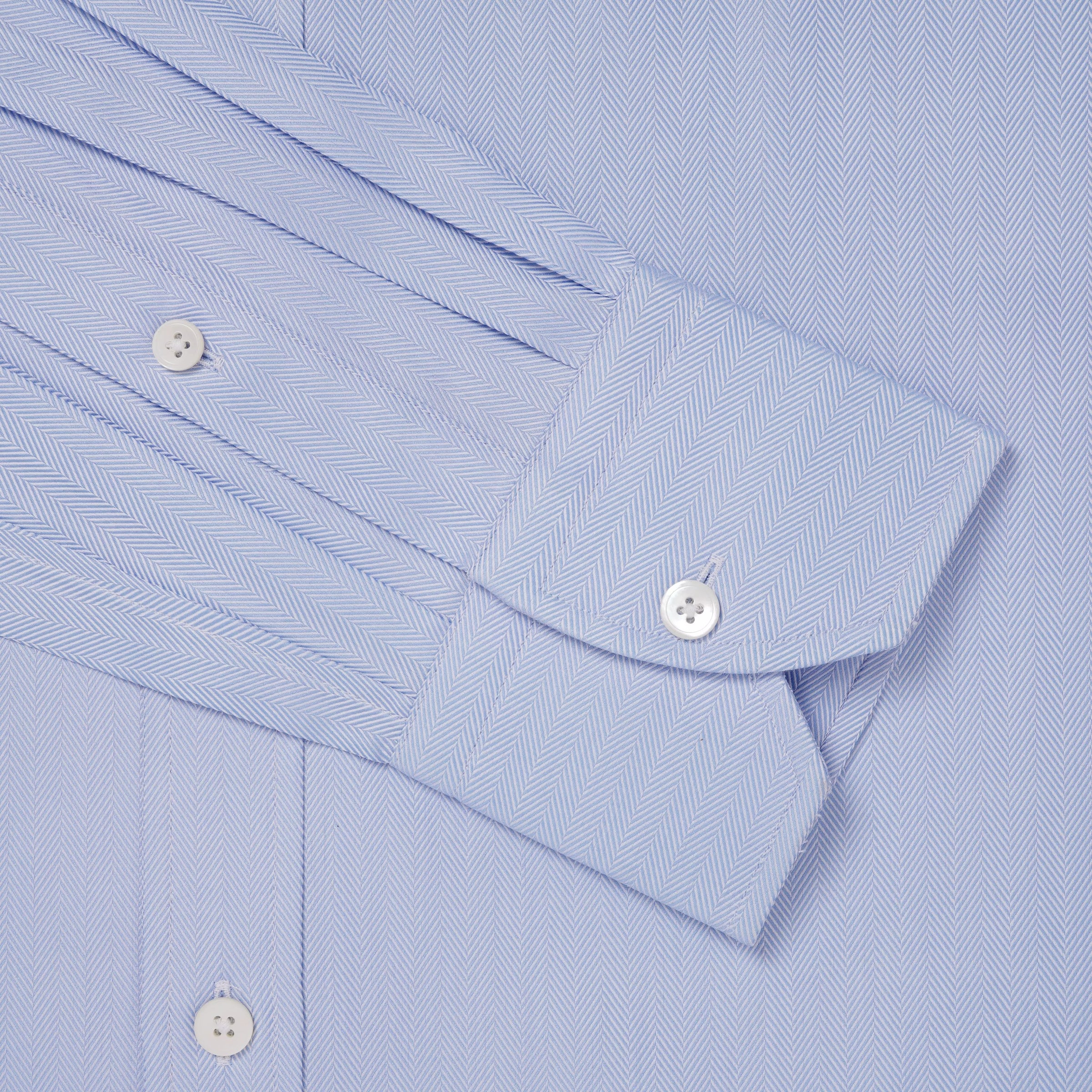 Pale Blue Classic Fit Twill Herringbone Dress Shirt