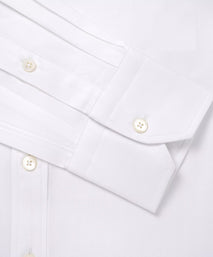 White Classic Fit Twill Herringbone Dress Shirt