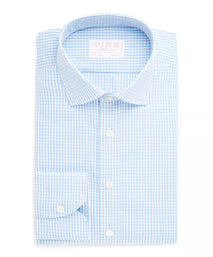 Pale Blue & White Classic Fit Core Poplin Gingham Dress Shirt