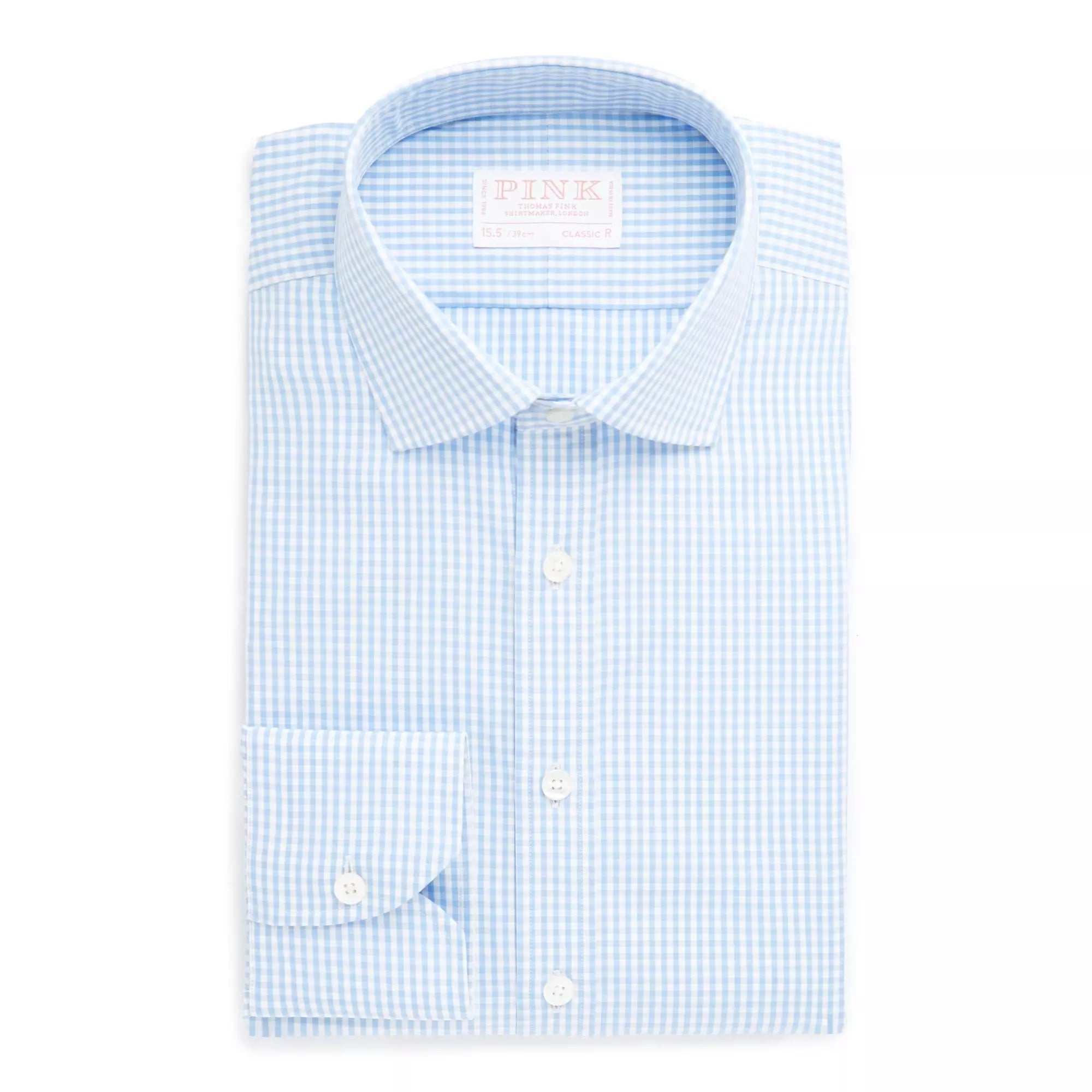 Pale Blue & White Classic Fit Core Poplin Gingham Dress Shirt