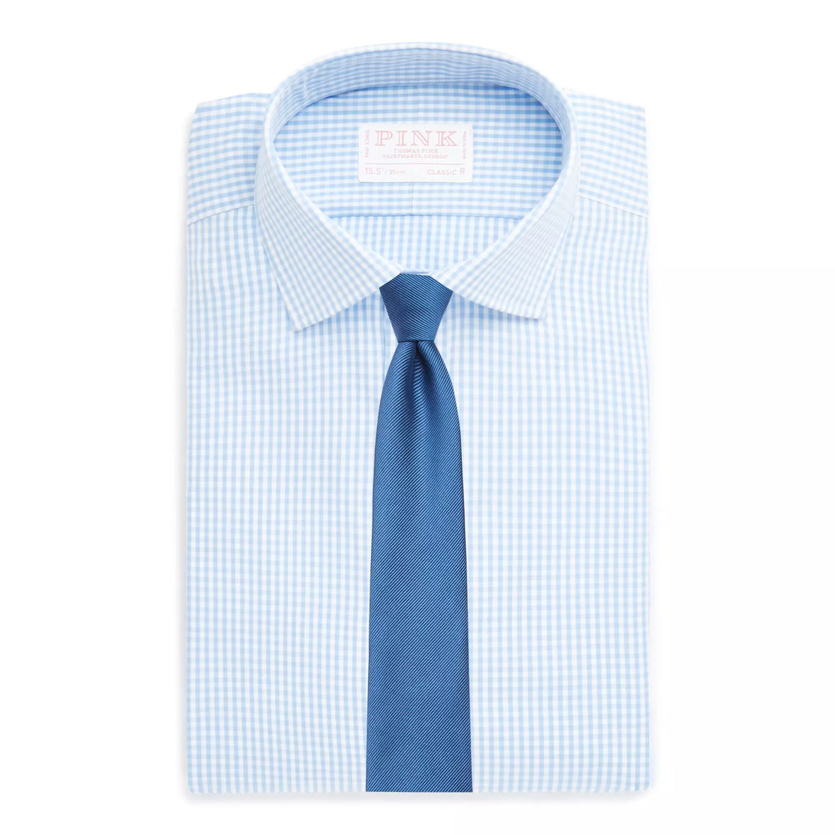 Pale Blue & White Classic Fit Core Poplin Gingham Dress Shirt