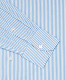 Pale Blue & White Classic Fit Core Poplin Bengal Stripe Dress Shirt