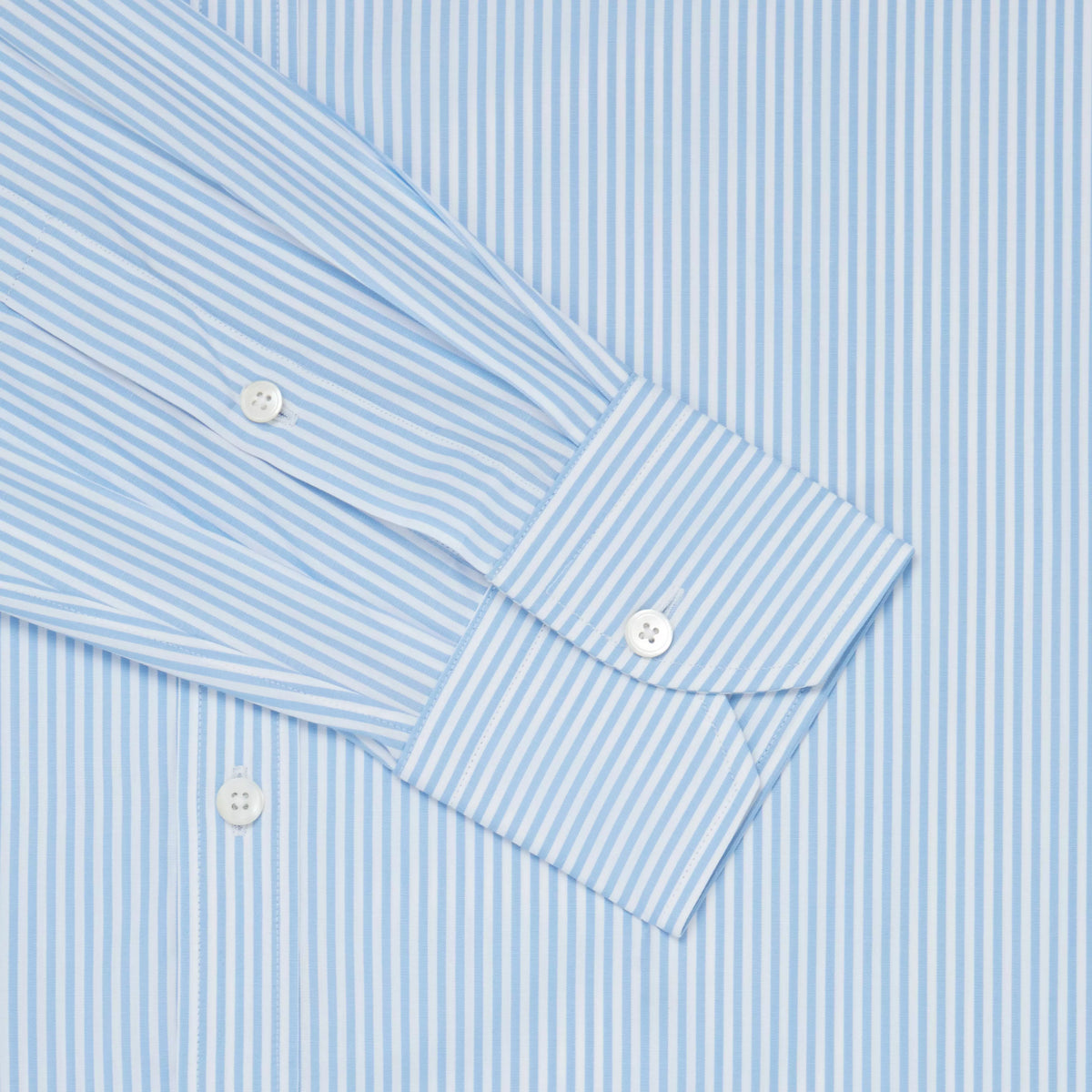 Pale Blue & White Classic Fit Core Poplin Bengal Stripe Dress Shirt