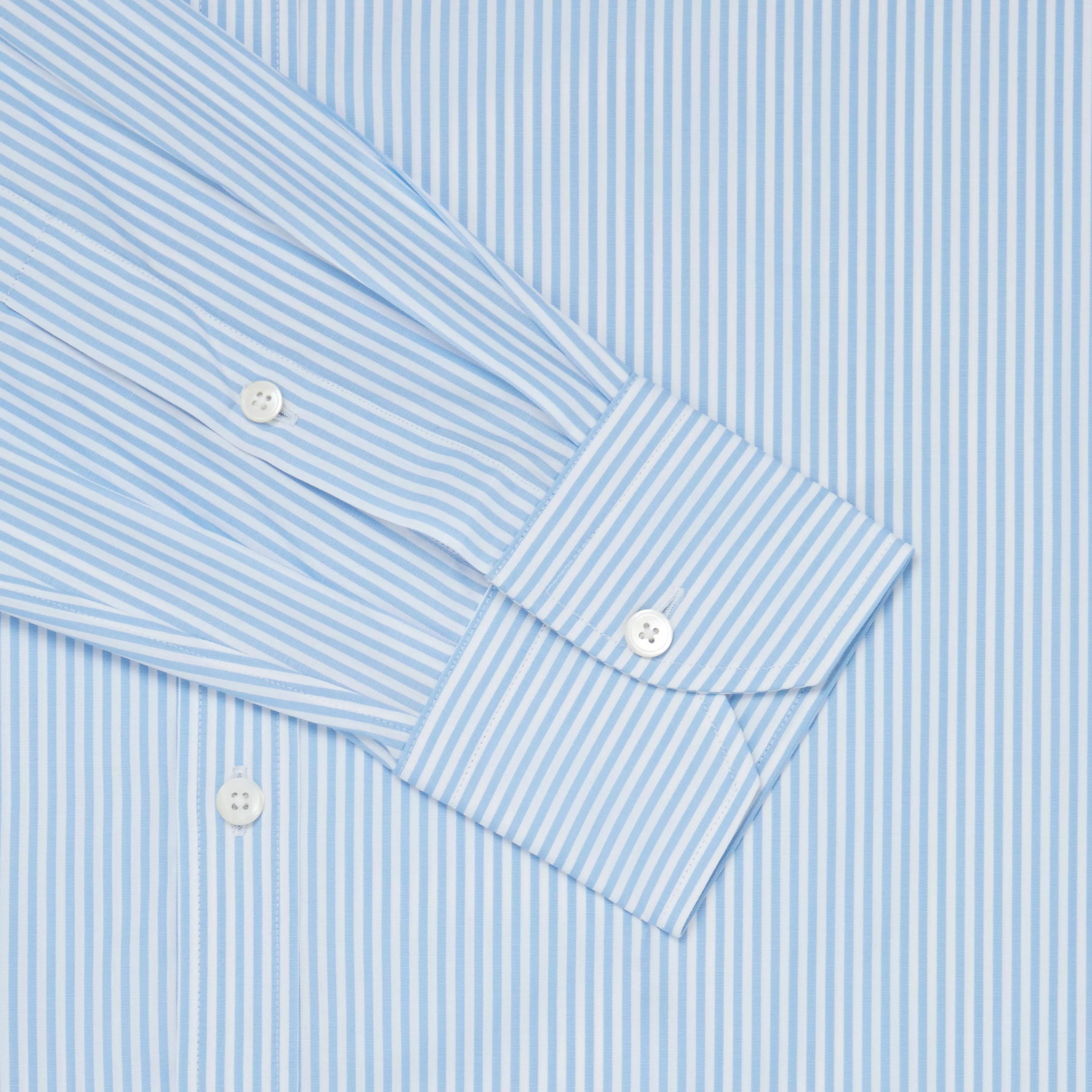 Pale Blue & White Classic Fit Core Poplin Bengal Stripe Dress Shirt