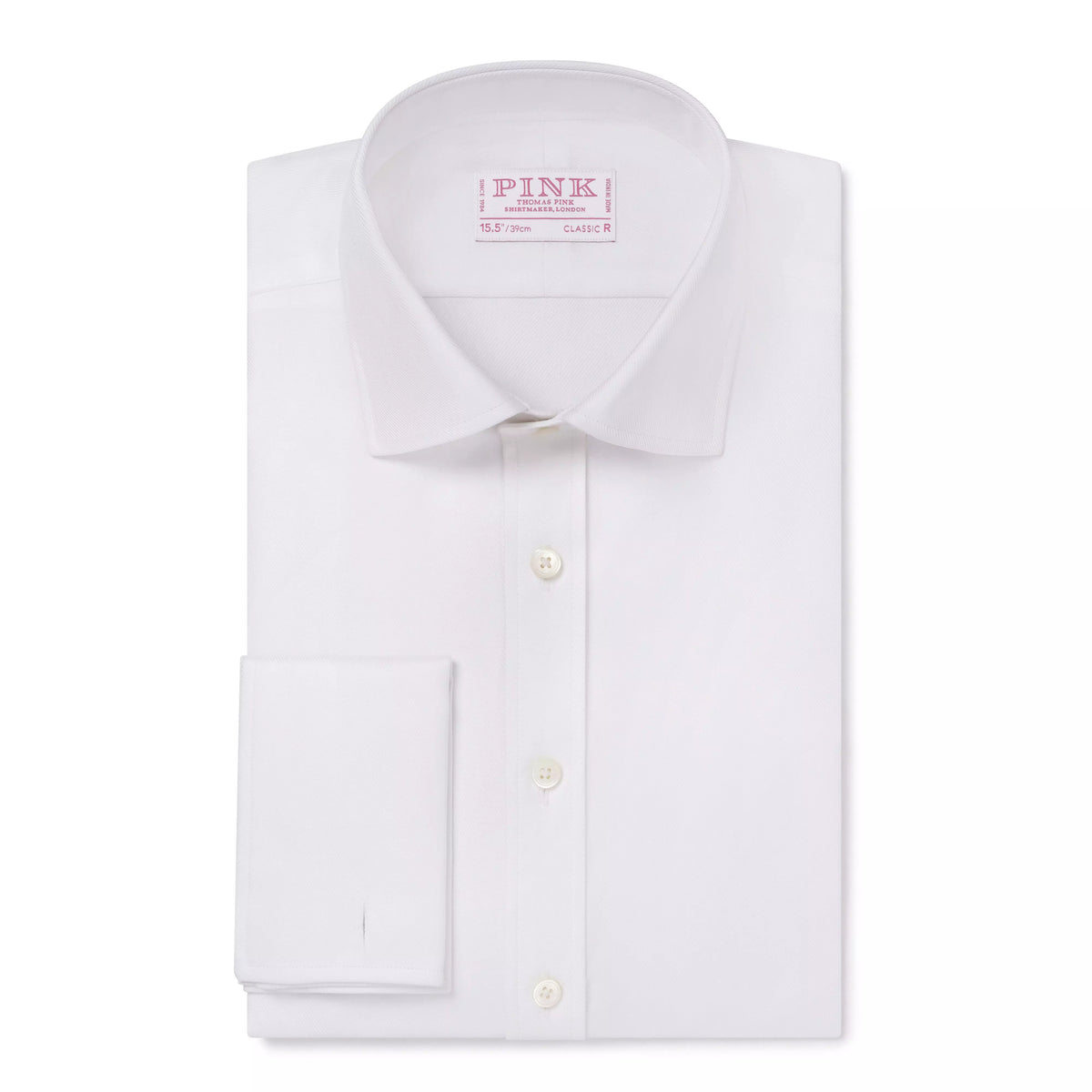 White Classic Fit French Cuff Royal Twill Dress Shirt