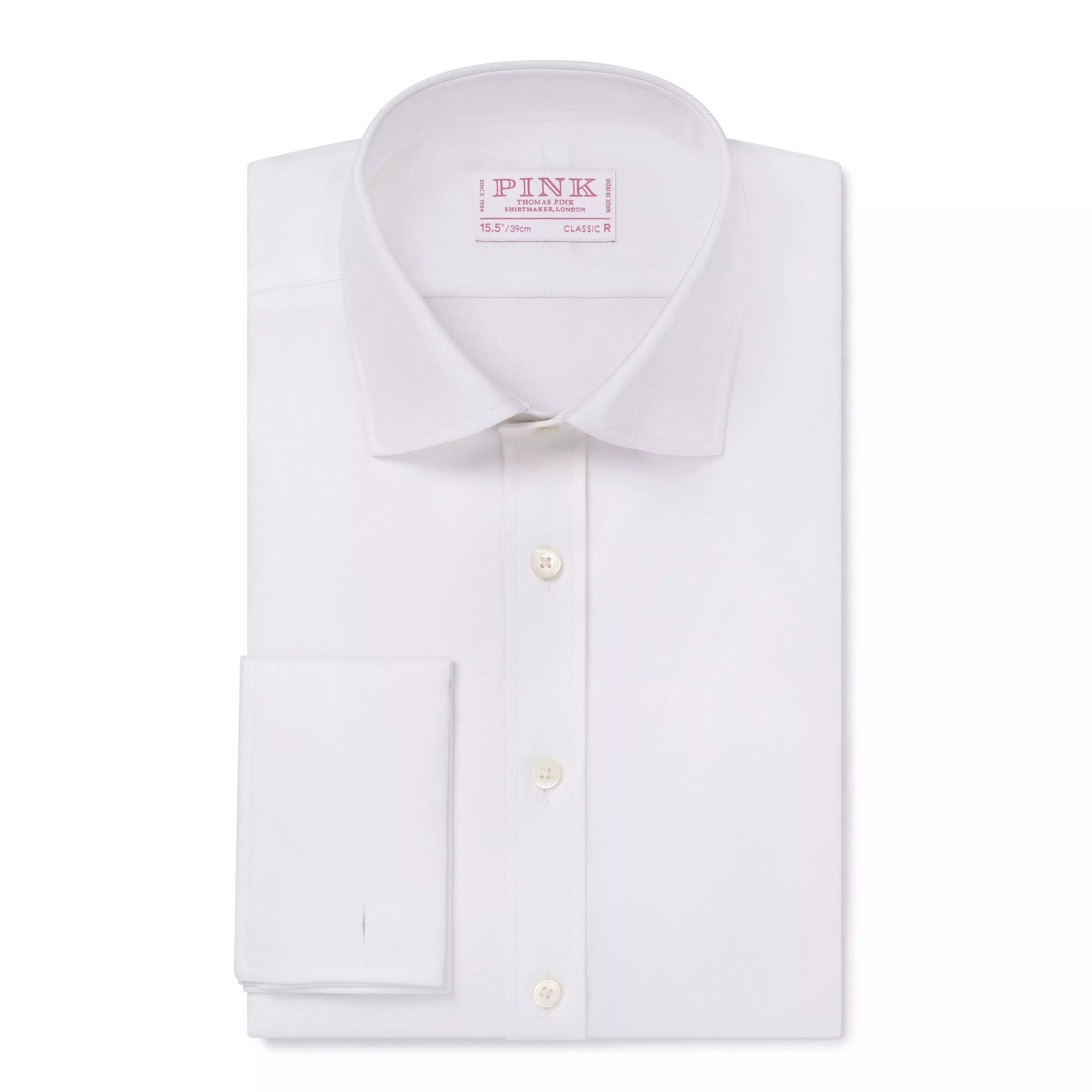 White Classic Fit French Cuff Royal Twill Dress Shirt