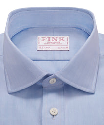 Pale Blue Classic Fit French Cuff Twill Herringbone Dress Shirt