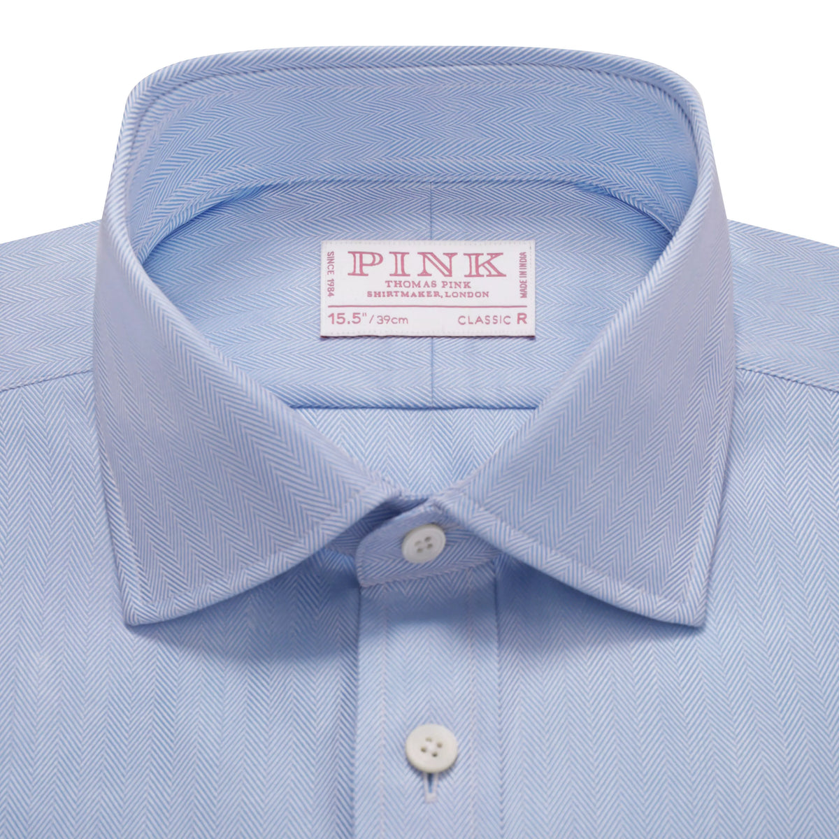 herringbone french cuff dress shirt 120s White Royal Herringbone French Cuff Shirt