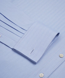 Pale Blue Classic Fit French Cuff Twill Herringbone Dress Shirt