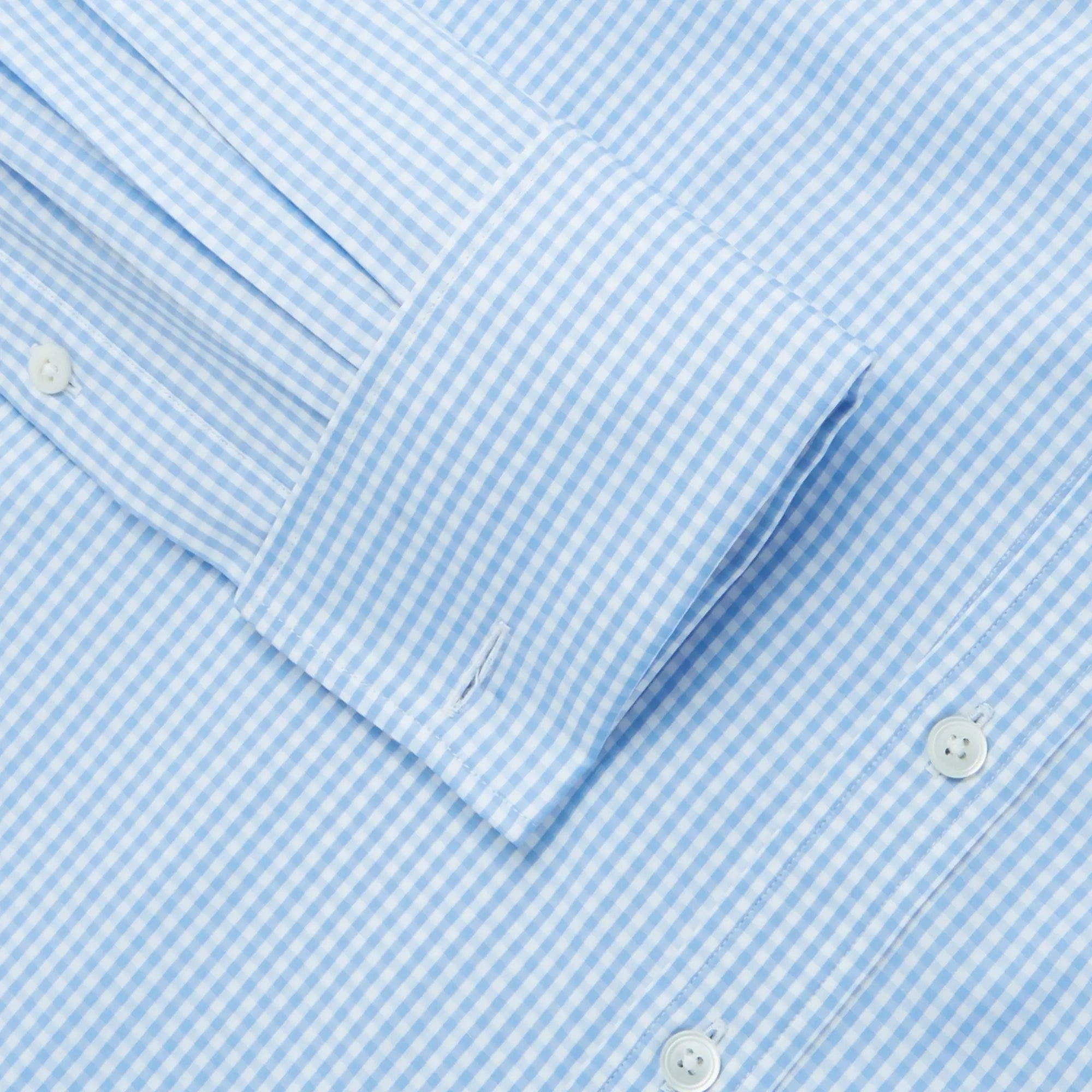 Pale Blue & White Classic Fit French Cuff Core Poplin Gingham Dress Shirt