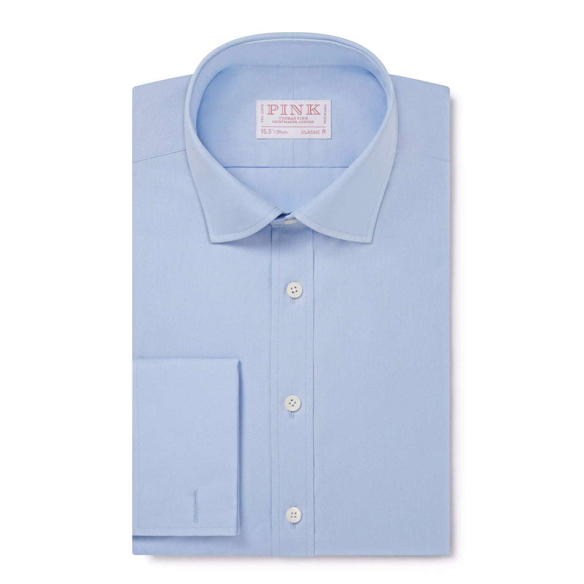 Pale Blue Classic Fit French Cuff Poplin Dress Shirt Thomas Pink Pale Blue Classic Fit French Cuff Poplin Dress Shirt Thomas Pink