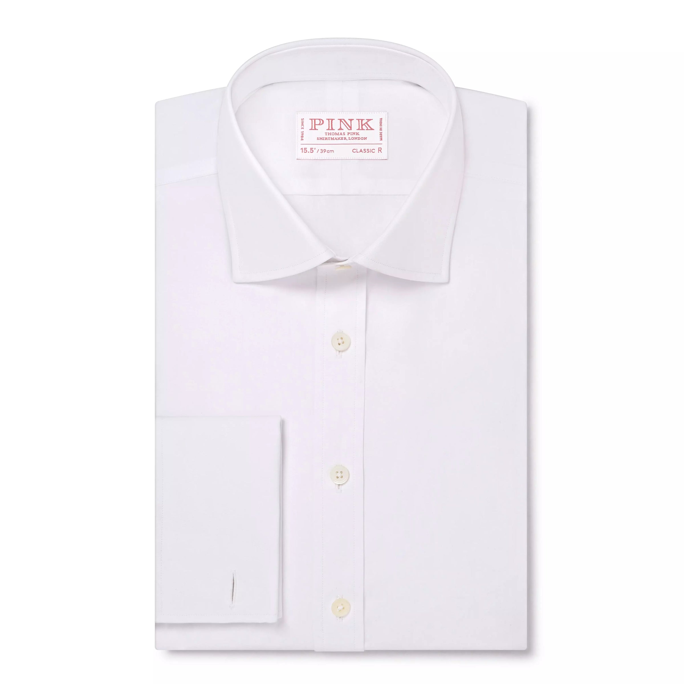 thomas pink white dress shirt Thomas Pink Dress Shirt 16.5 White Slim Fit Traveller Herringbone Stripe