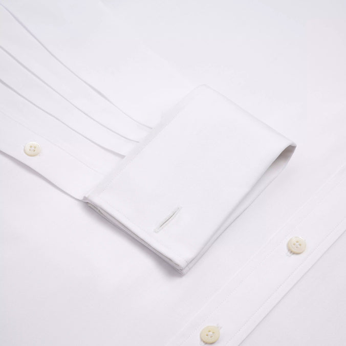 White Slim Fit Formal Double Cuff Ramses Poplin Shirt
