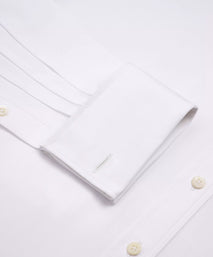 White Slim Fit French Cuff Poplin Dress Shirt