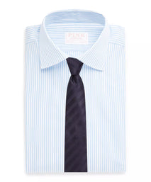 Pale Blue & White Classic Fit French Cuff Core Poplin Bengal Stripe Dress Shirt