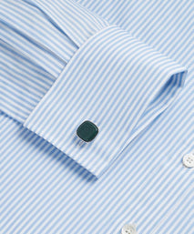 Pale Blue & White Classic Fit French Cuff Core Poplin Bengal Stripe Dress Shirt