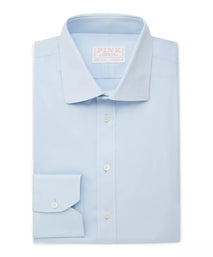 Pale Blue Athletic Fit Stretch Plain Poplin Dress Shirt