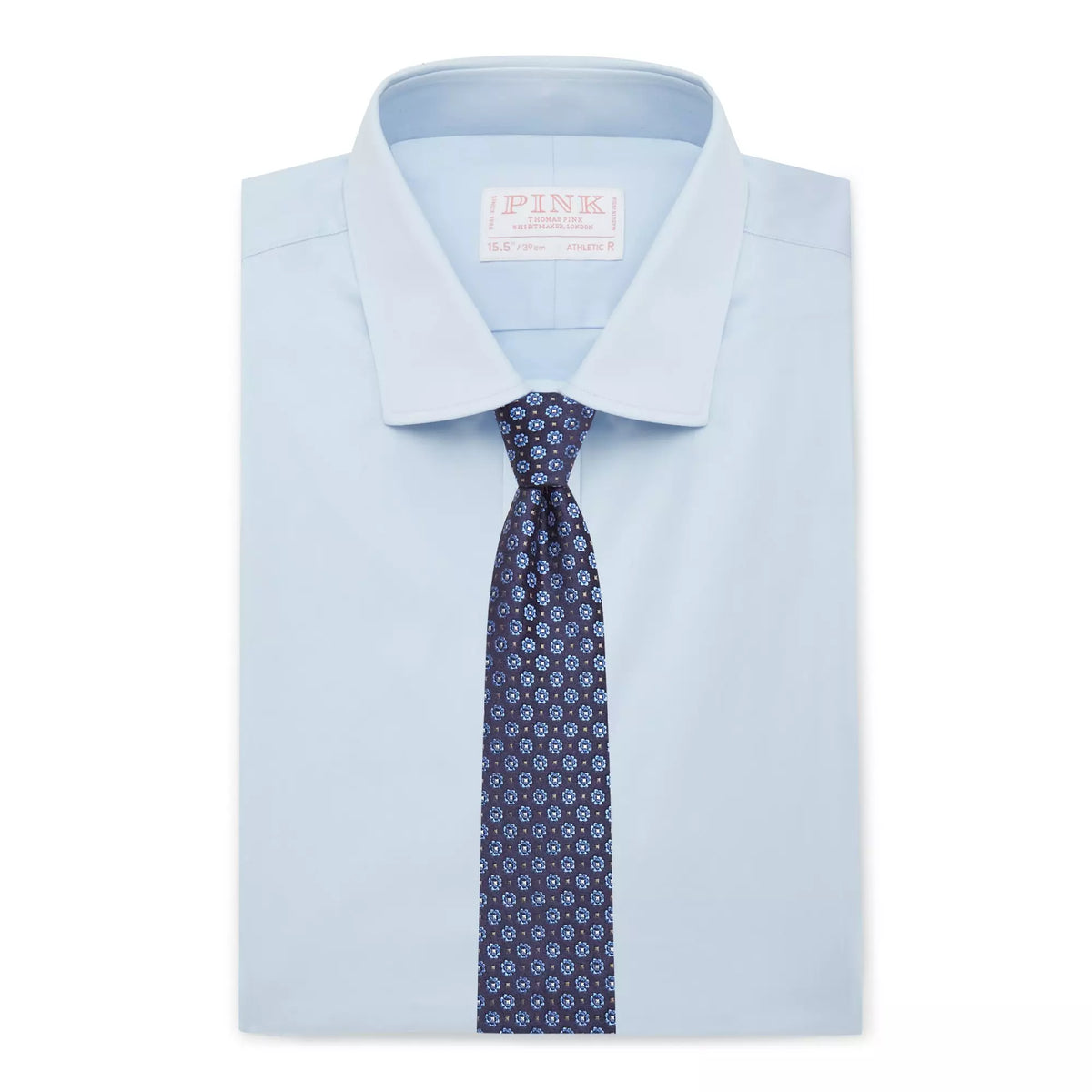 Pale Blue Athletic Fit Stretch Plain Poplin Dress Shirt