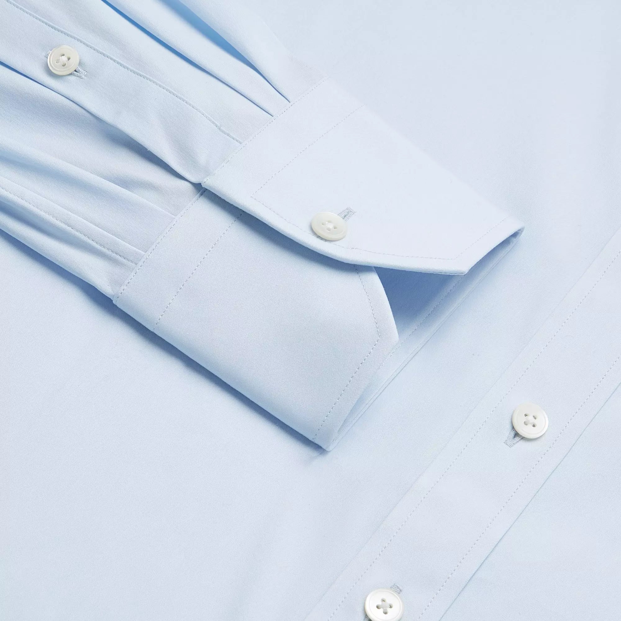 Pale Blue Athletic Fit Stretch Plain Poplin Dress Shirt