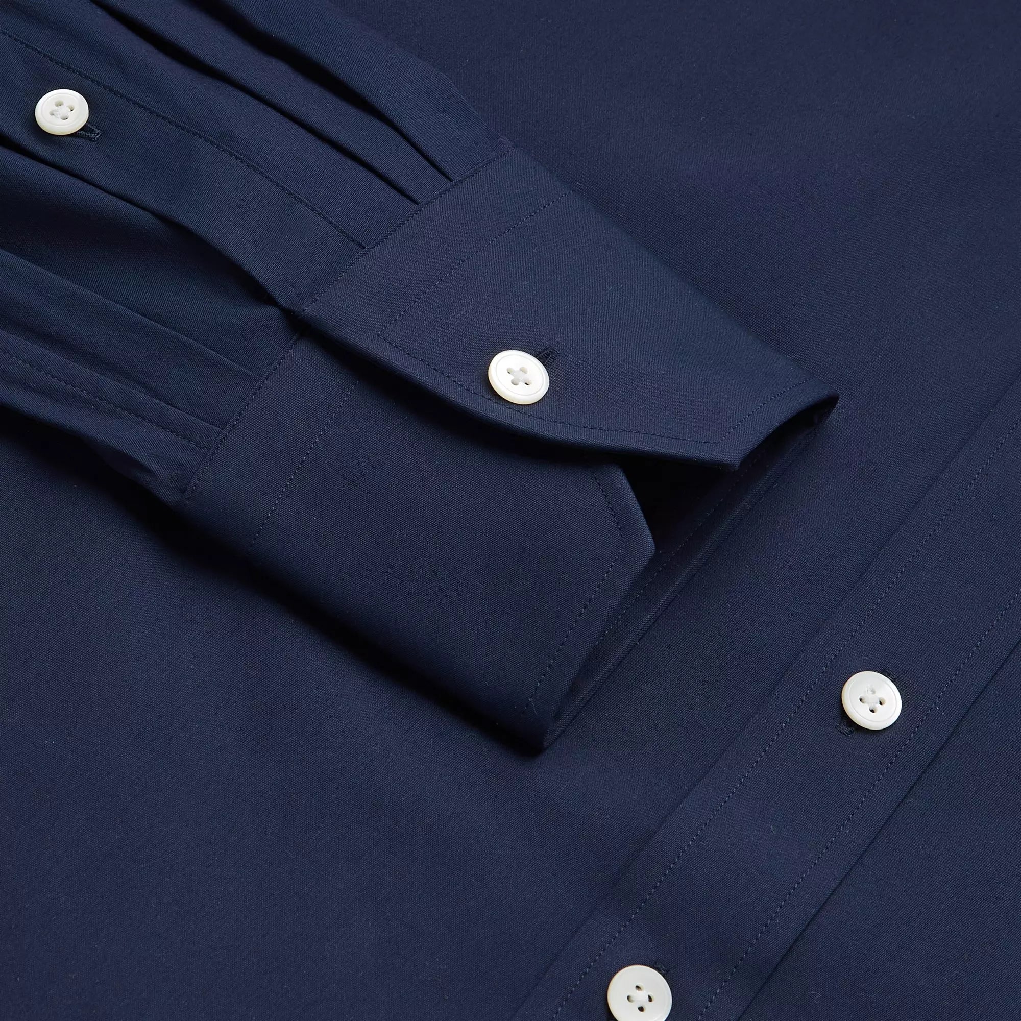 Navy Blue Athletic Fit Stretch Plain Poplin Dress Shirt