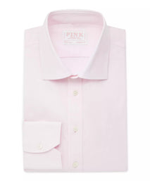 Pink Athletic Fit Stretch Plain Poplin Dress Shirt