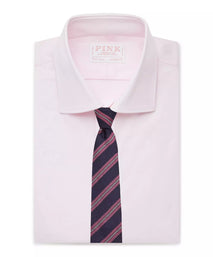 Pink Athletic Fit Stretch Plain Poplin Dress Shirt