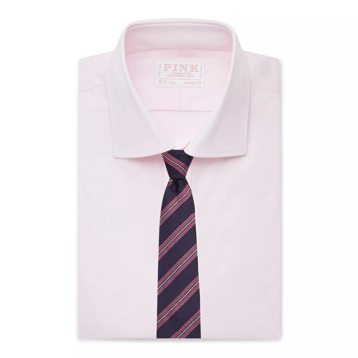 Pink Athletic Fit Stretch Plain Poplin Dress Shirt