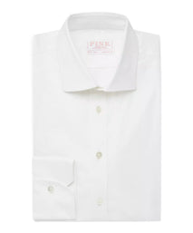 White Athletic Fit Stretch Plain Poplin Dress Shirt