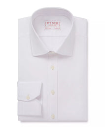 White Athletic Fit Stretch Plain Poplin Dress Shirt