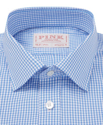 Sky Blue & White Athletic Fit Gingham Check Dress Shirt