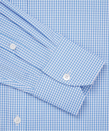 Sky Blue & White Athletic Fit Gingham Check Dress Shirt