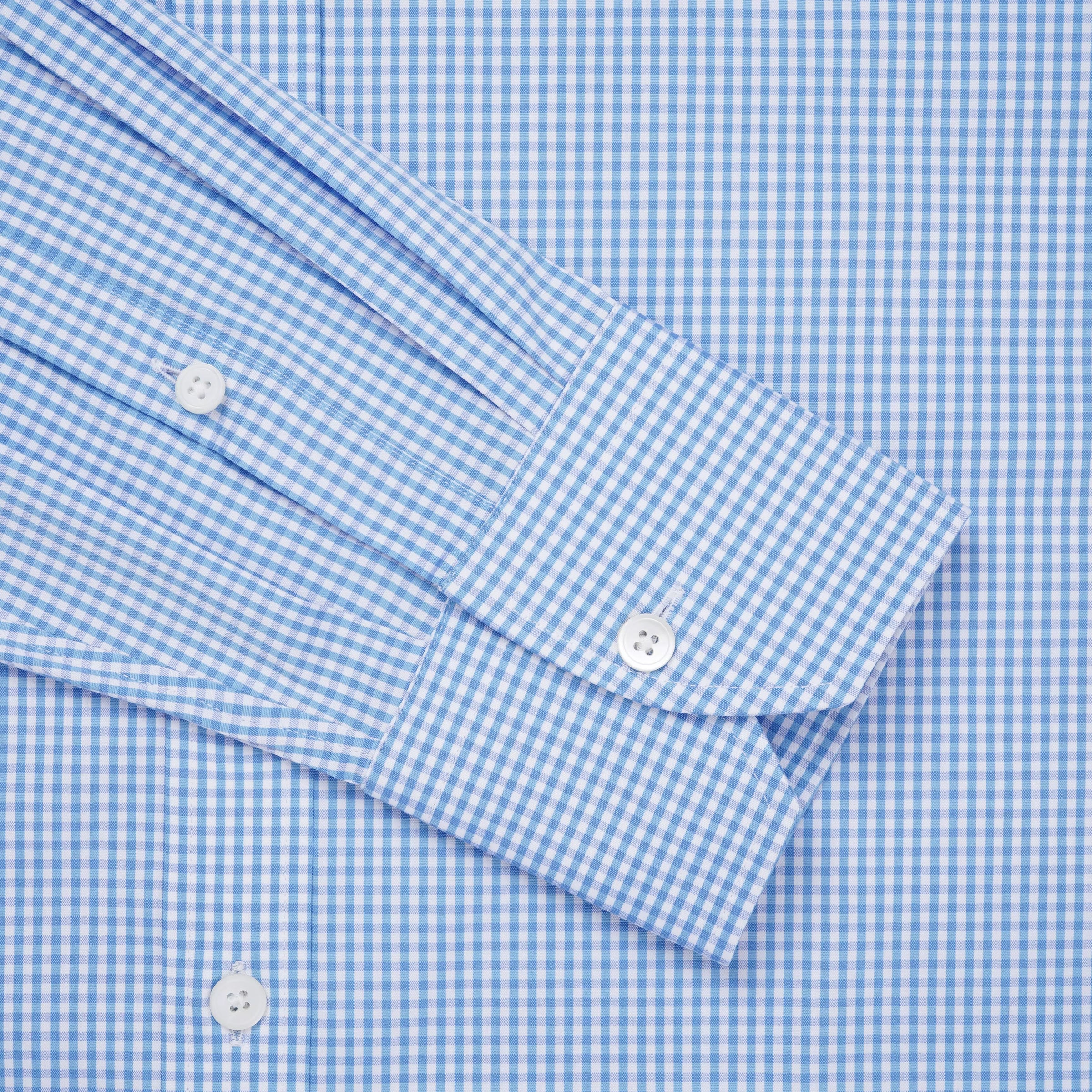 Sky Blue & White Athletic Fit Gingham Check Dress Shirt