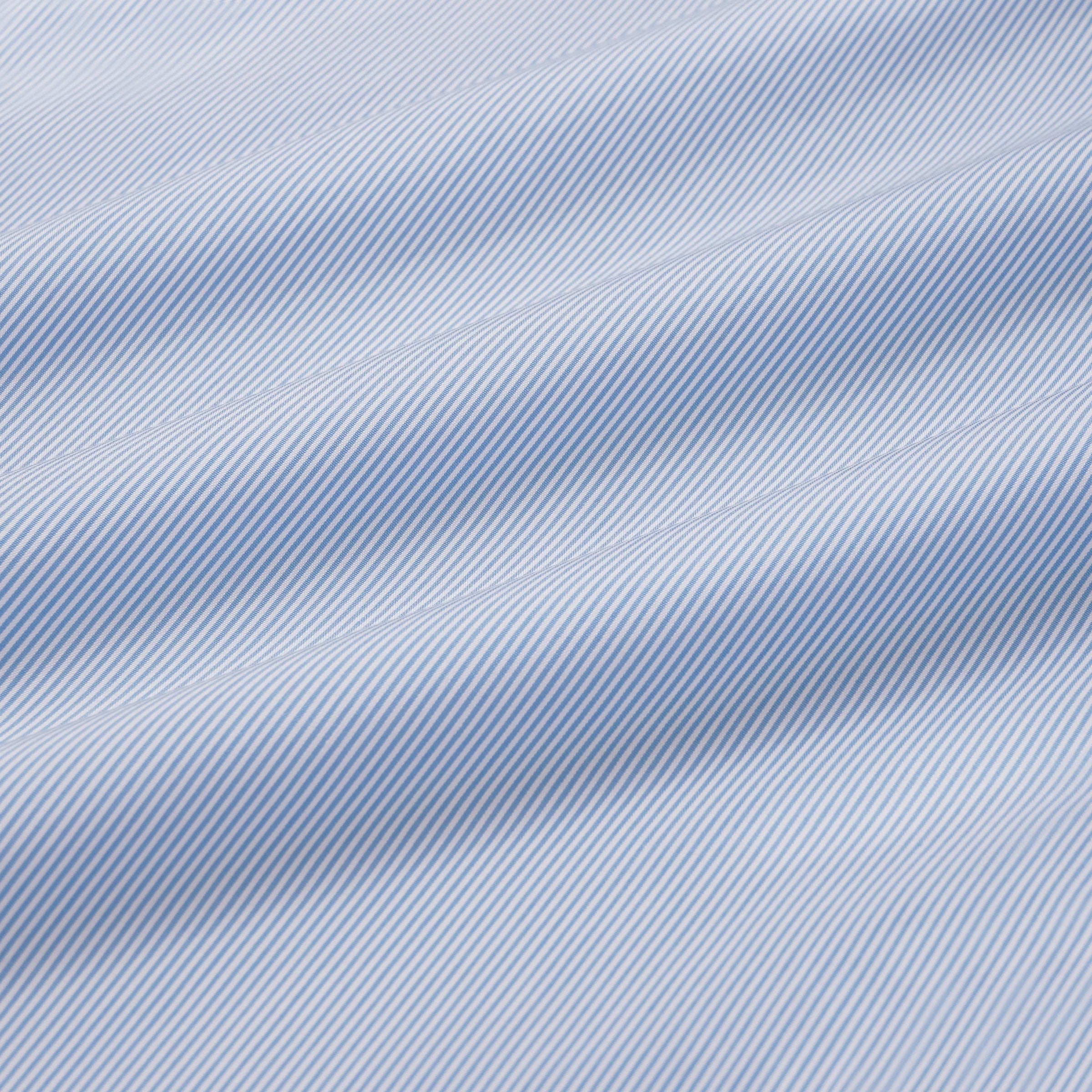 Sky Blue & White Athletic Fit Fancy Fine Stripe Dress Shirt